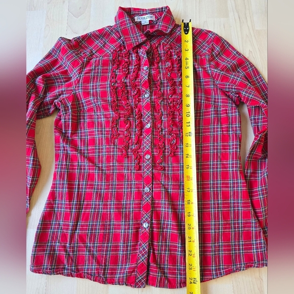 Pendleton Tartan Plaid Ruffled Button Up Size Small - Picture 8 of 11